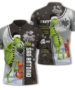 San Antonio Spurs Nba Unisex Funny Christmas The Grinch 3D All Over Print Polo Shirt - Must-Have Polo T-Shirt Fans