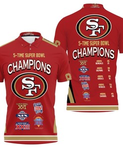 San Francisco 49Ers 5 Time Super Bowl Champions Personalized Polo Shirt For Fans - Perfect Gift For Fans