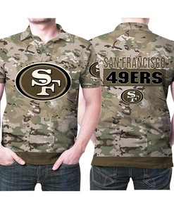 San Francisco 49Ers Camouflage Veteran Us Flag 3D Printed Polo Shirt - Gift For Fans With 3D Printed Polo Shirts