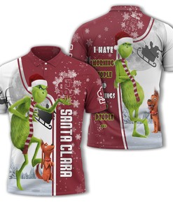Santa Clara Broncos Ncaa Unisex Funny Christmas The Grinch 3D All Over Print Polo Shirt