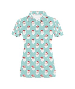 Santa Print Design Women'S Polo Shirt With Polo Collar - Perfect Gift For Fans