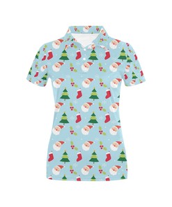 Santa Themed Print Customized Polo T-Shirt - Fan Gift