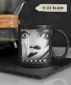 Scary Movies Retro Mug, Drew Barrymore SCREAM Homage Mug, Horror Fan Mug, Sidney Actress Quote Mug, Movie Mug Ideas