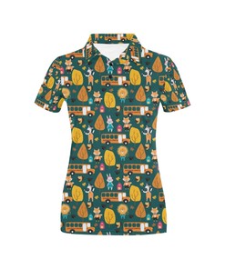 School Bus All Over Print Polo T-Shirt - Perfect Gift For Fans