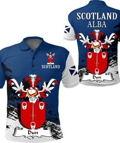 Scottish Family Crest Golf Polo Shirt For Dun Fans - Perfect For Fans With A Scottish Heritage
