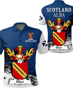 Scottish Family Crest Polo Shirt - Elliot Golf Style Special Edition
