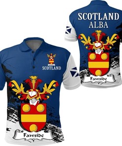 Scottish Family Crest Polo Shirt - Fawside Or Fawsyde Golf Style Special Edition