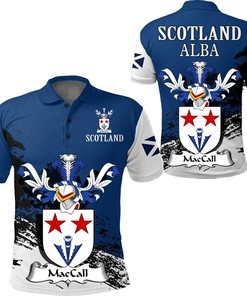 Scottish Family Crest Polo Shirt - Golf Shirt For Maccall Or Maccoll Of Scotland