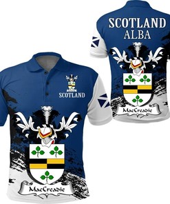 Scottish Family Crest Polo Shirt - Golf Shirt For Maccreadie Of Scotland