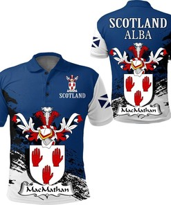 Scottish Family Crest Polo Shirt - Golf Shirt For Macmathan Or Mcmathan Of Scotland