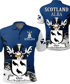 Scottish Family Crest Polo Shirt With Glen Scotland Design - Great For Scottish Heritage And Golf Fans