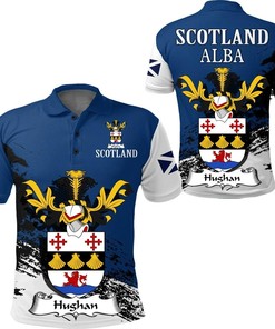 Scottish Hughan Family Crest Golf Shirt - Stylish Clothing Choice For Golf Enthusiasts