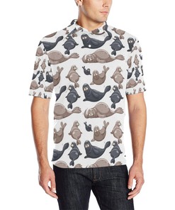Sea Lion Pattern Print Men'S Polo Shirt With Polo Collar - Fan Gift