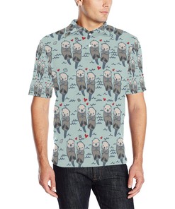Sea Otter Pattern Print A3 Customized Polo T-Shirt - Fan Gift