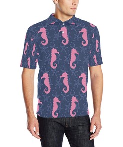 Seahorse Pink 3D T-Shirts For Men Pattern Print A2 All Over Print Polo T-Shirt - Fan Gift