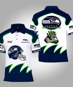 Seattle Seahawks 100Th Anniversary Nfl All Over Print Polo Shirt - Ideal Gift For Fans