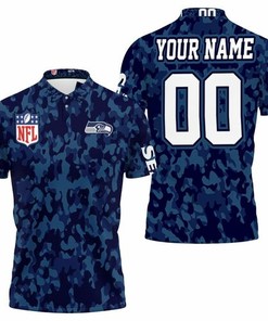 Seattle Seahawks Blue Camouflage Veteran 3D Polo Shirt (Polo Shirt Ideas) - Ideal Gift For Fans