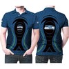 Seattle Seahawks Blue Glitter Pattern All Over Print Polo T-Shirt - Perfect For Fans
