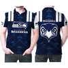 Seattle Seahawks Blue Pattern Logo All Over Print Polo T-Shirt - Ideal Gift For Fans