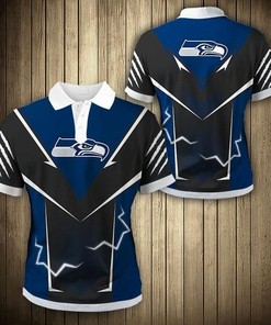 Seattle Seahawks Flame All Over Print Polo T-Shirt - Ideal Gift For Fans