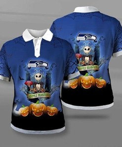 Seattle Seahawks Halloween All Over Print Polo T-Shirt - Perfect For Fans