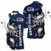 Seattle Seahawks Jack Skellington And Zero All Over Print Polo T-Shirt - Ideal Gift For Fans