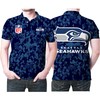 Seattle Seahawks Nfl Blue Camo Pattern All Over Print Polo T-Shirt - Ideal Gift For Fans