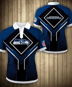 Seattle Seahawks Square Lattice All Over Print Polo T-Shirt - Perfect For Fans