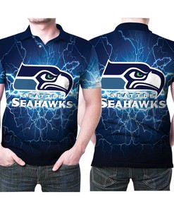 Seattle Seahawks Thunder Light Logo All Over Print Polo T-Shirt - Perfect For Fans