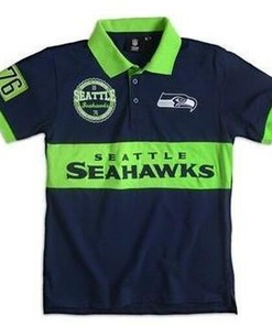 Seattle Seahawks Wordmark Rugby All Over Print Polo T-Shirt - Ideal Gift For Fans