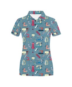 Sewing Equipment Print Women'S Polo T-Shirt (Polo Collar) - Perfect For Sewing Hobbyists