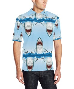 Shark Bite 3D Polo Shirt For Men - Perfect Gift For Fans Of Sports And Sharks