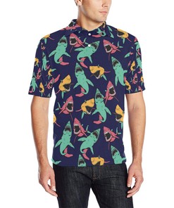 Shark Bite Pattern 3D Polo Shirt For Men - Gift For Fans Of Sharks And Fashion