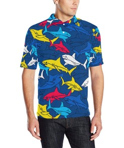Shark Color Pattern 3D Polo Shirt For Men - Perfect Gift For Fans Of Sharks And Style