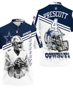 Show Your Love For Dak Prescott With 2 Dallas Cowboys Black & White 3D Personalized Polo Shirt