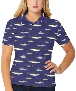 Show Your Love For Seafood With Tuna Fish Print 3D Polo Shirt For Women