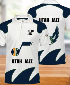 Show Your Team Spirit With Button Up Utah Jazz Logo Polo Shirt