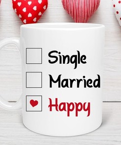 Single Married Happy Check Funny Anti-Valentine's Day Mug Gift Set