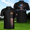 Skull And American Flag Polo Shirt For Golf Fans - A Perfect Gift
