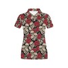 Skull And Roses Print Women'S Polo Shirt - Gift For Fans Of Skulls And Floral Designs