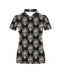 Skull King Print Women'S Polo Shirt - Gift For Fans Of Skulls And Royal References