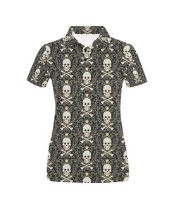 Skull King Print Women'S Polo Shirt - Perfect Gift For Fans Of Skulls And Bold Fashion In 2021