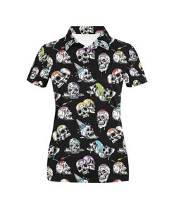 Skull Print Women'S Polo Shirt - Gift For Fans Of Skulls And Minimalistic Fashion
