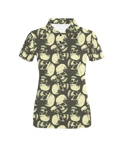 Skull Print Women'S Polo Shirt - Perfect Gift For Fans Of Skulls And Simple Style