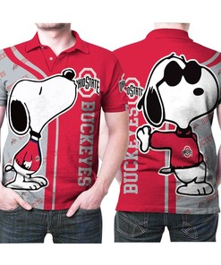 Snoopy Kiss Ohio State Buckeyes Logo 3D Printed Fan Polo Shirt - Show Your Love For Snoopy And The Team With Style