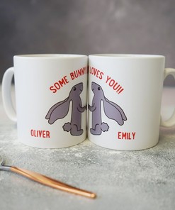 Some Bunny Loves You Matching Mug Set, Lovely Valentines Day or Anniversary Gift
