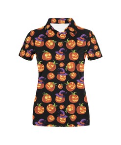 Spooky Pumpkin Witch Halloween Women'S Polo Shirt For Halloween Lovers