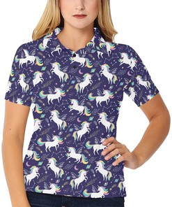 Stand Out With 3D Printed Women'S Polo Shirt With Unicorn Print Design