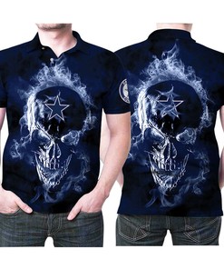 Stay Patriotic With Dallas Cowboys Logo Fire Skull 3D Printed Polo Shirt
