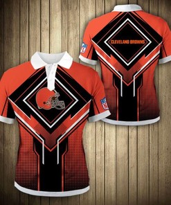 Step Up Your Game With Cleveland Browns Square Lattice 3D Polo Shirt